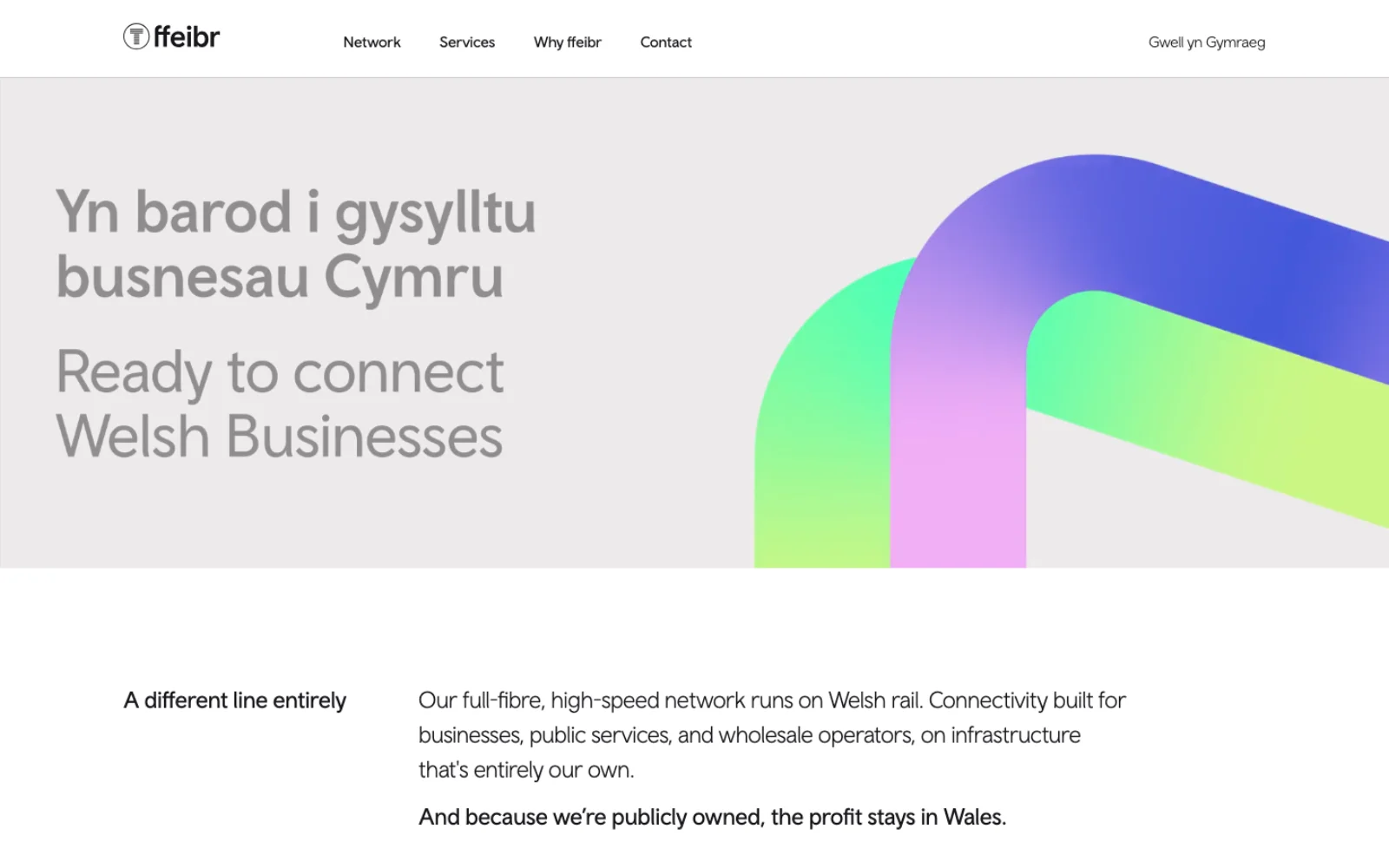 ffeibr.wales homepage: the English and Welsh headline
